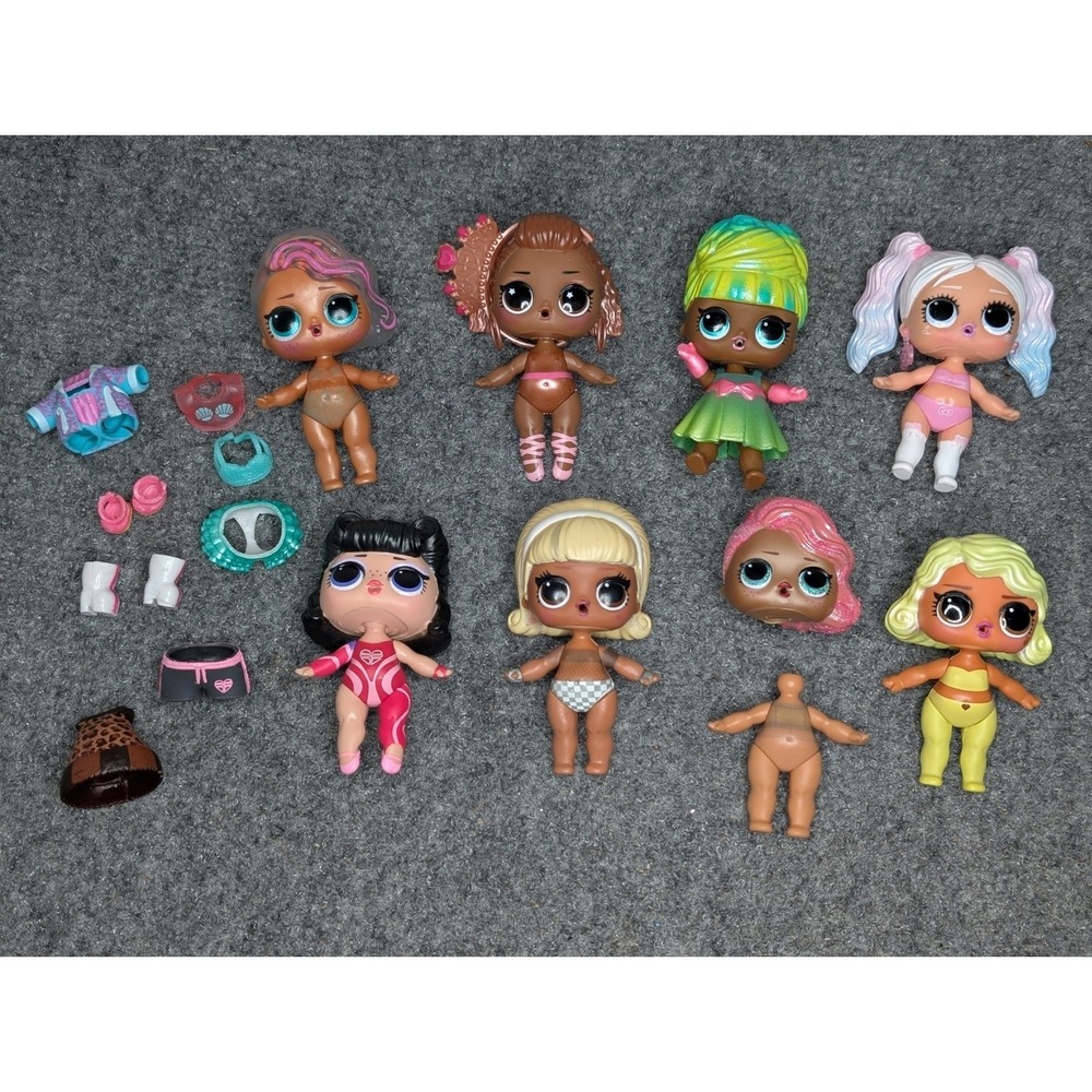 Lot Of 7 L.O.L. Surprise Dolls Parts & Accessories Hello Kitty Pearl Festive BB